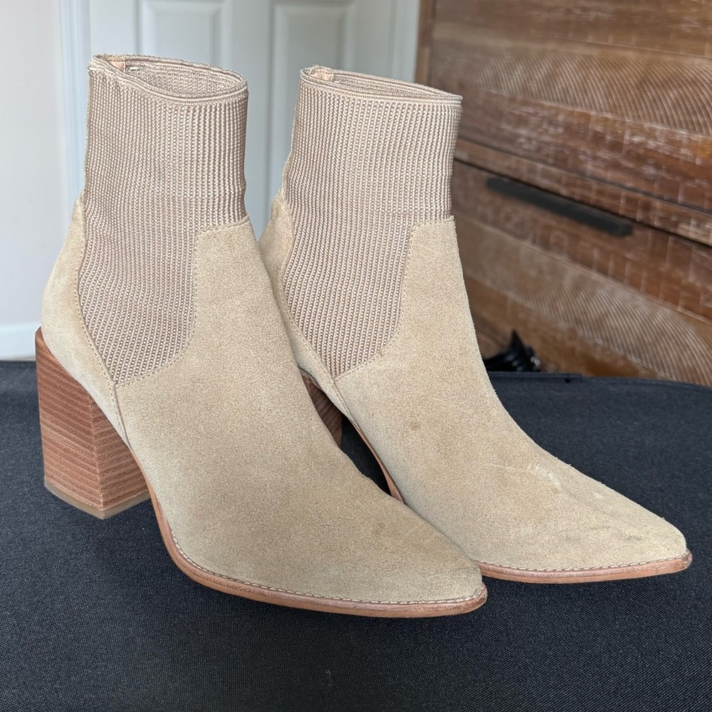 Steve Madden Tan Ankle Sock Booties, Women’s 6